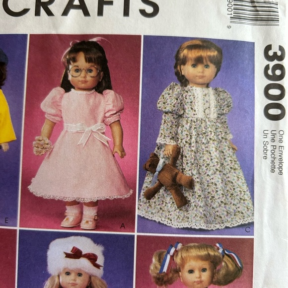 5/$25 sewing McCall's 3900 Crafts Doll Clothing Pattern 🪡 - Picture 4 of 7
